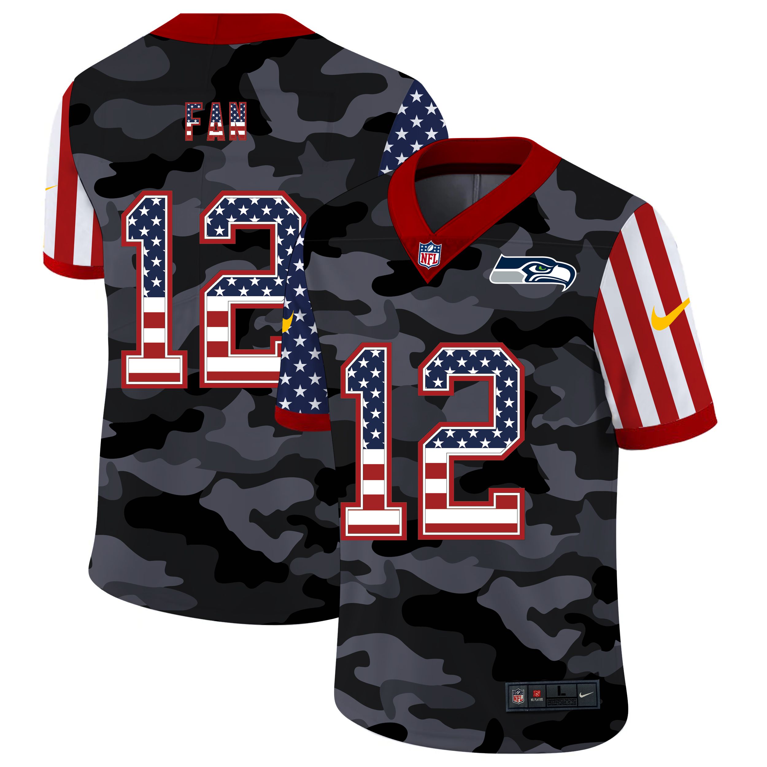Men Seattle Seahawks #12 Fan 2020 Nike USA Camo Salute to Service Limited NFL Jerseys->arizona cardinals->NFL Jersey